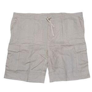 Island Importer Linen Boho Summer Drawstring Cargo Shorts XL Natural/Cream NWT